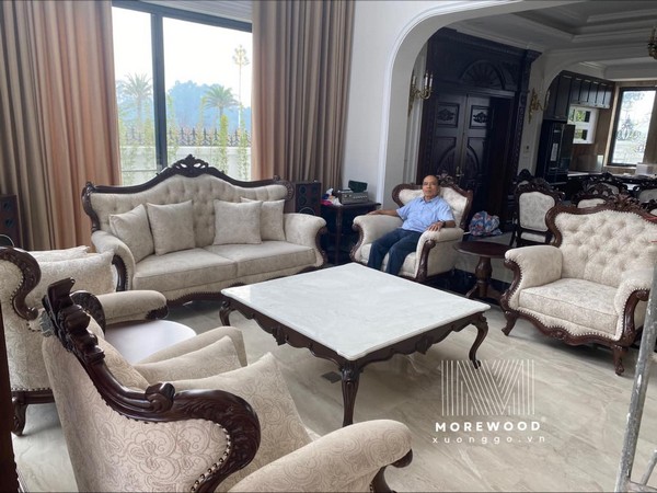 SOFA SF12 - Bộ Sofa bàn trà tân cổ điển cho biệt thự